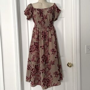 Beautiful Floral Taupe Dress